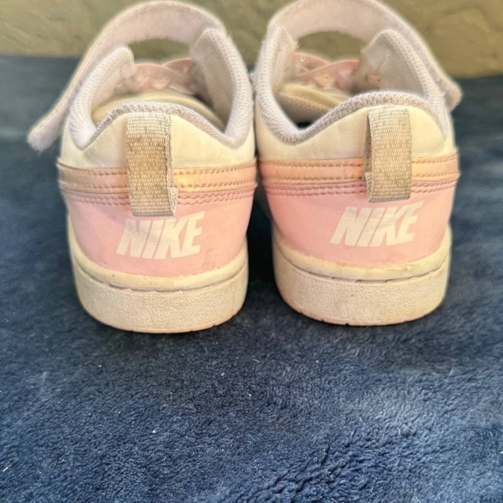 Nike Court Borough Low Pink Recraft Kids Sneakers Size 1 Shoes Strap Adjustable